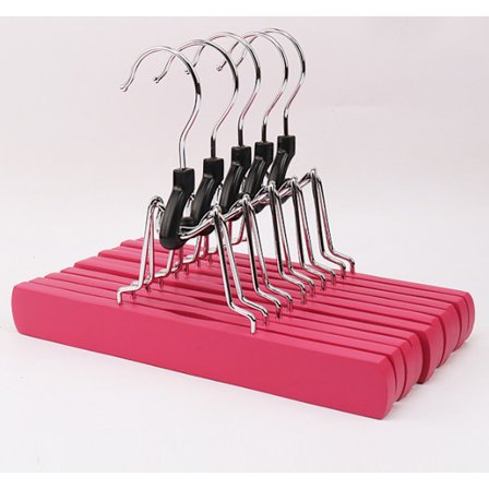 Trehenger for bukser, 10-pakning, Sklisikre hengere for bukser, 360 graders dreibar krok, Buksehenger for skjørt, jeans, shorts, rosa
