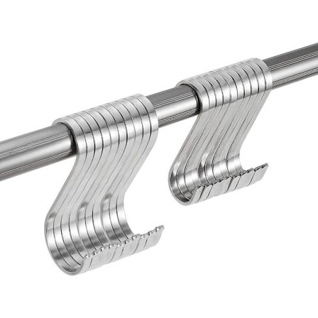 S-formade krokar i rostfritt stål, 20-pack för badrum och kök