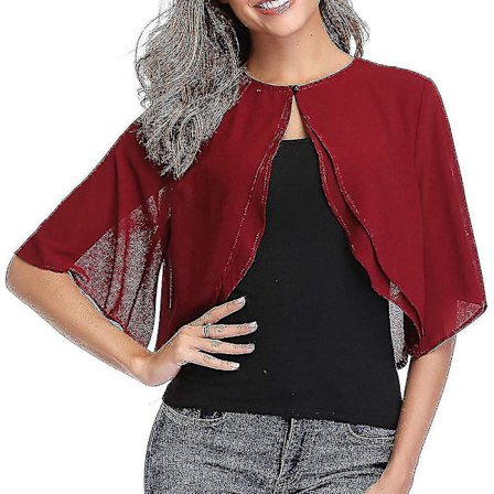 Armégrön Chiffong Kortärmad Öppen Bolero Kofta Dam Crop Cardigan