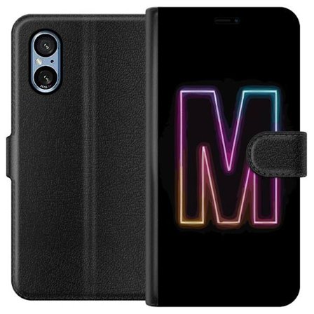 Yhteensopiva Lompakkokotelo Sony Sony Xperia 5 V Neonkirjain M värinvaihtuva valotehoste mustaa taustaa vasten, moderni minimalistinen typografia vah