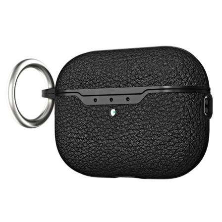 Air_sPods Pro 2 Litchi Etui med Nøglering - Sort Sort