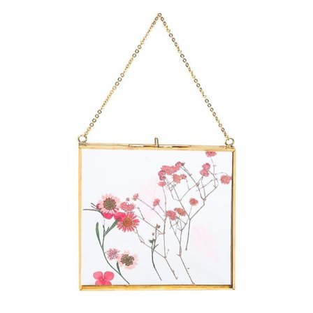 Glasram att hänga på väggen för pressade blommor fyrkantig