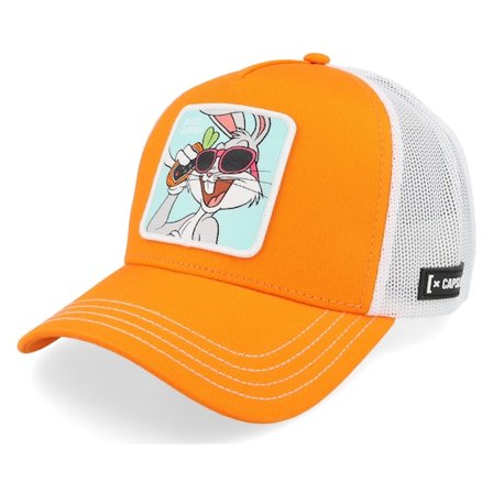 Capslab - Oranje trucker Cap - Looney Tunes Bugs Bunnywhite/Orange A-Frame Trucker @ Hatstore