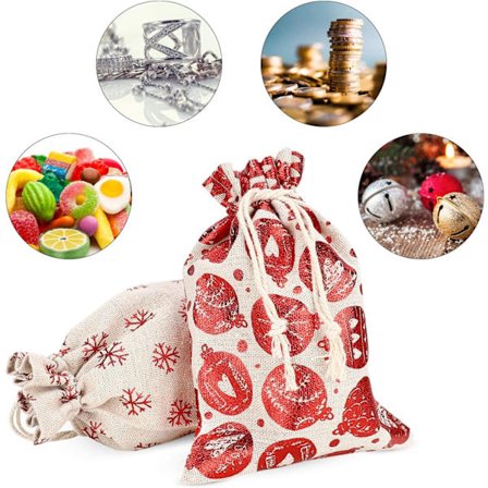 Adventskalender i bomull, Adventskalender for å fylle selv, Stor adventskalender for å fylle, poser til adventskalender (24 stk. 12 mønstre)