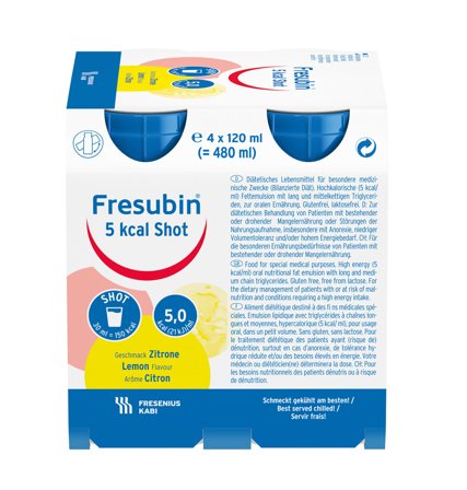 Fresubin 5 kcal Shot fettemulsjon sitron 4x120 ml
