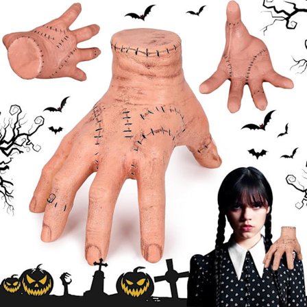 Wednesday Ting Hånd, Wednesday The Addams Family Hånd, Addams Family Hoved Realistisk Wednesday Addams Tilbehør for Cosplay Dekorasjoner