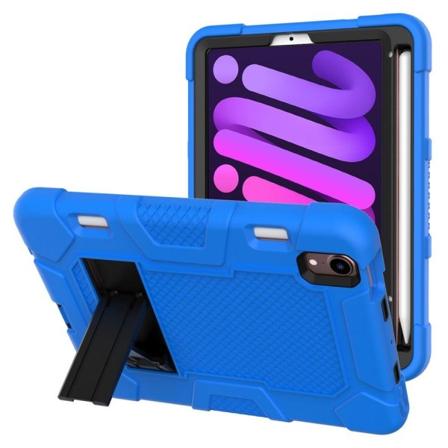 Stødsikkert og fleksibelt tablet etui i silikone med kontrastfarve og kickstand til iPad mini (2021) - Mørkeblå / Sort Blue