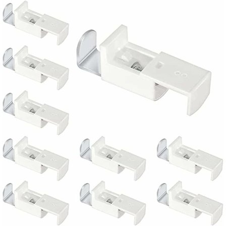 10 stk. fastgørelsesbeslag til spændte plisségardiner, metalspændebeslag, beslag til fastspænding af spændte plisséer til vinduesramme, ingen for