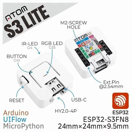 ATOMS3 Lite ESP32S3 Utviklingssett ESP32-S3 Programmerbar Kontroller Innebygd IoT Applikasjon Utviklet Base