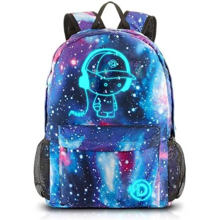 Unisex Skole Rygsæk Selvlysende Rygsæk med USB Opladningsport Letvægts Laptop Taske