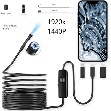 Endoskopkamera, Rörinspektionskamera, IP67 Endoskopkamera med 6 LED-lampor, 5m sladd, Kompatibel med iPhone iOS Android Smartphones