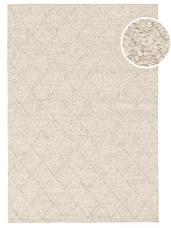 Tapis De Laine Carreaux Rut Gris Clair/Blanc Crème