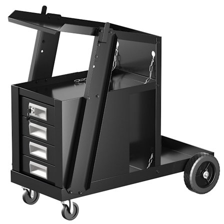 Svetsvagn med 4 lådor & gasflaskhållare 71 x 38 x 71 cm svart