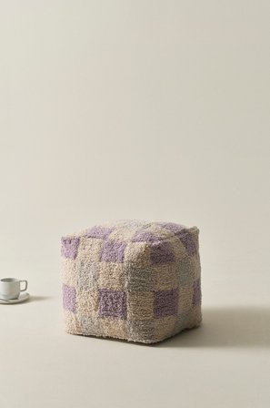 Jotex - Sittepuff 40x40 Cm Hvit/lilla/grå - MINDEN - Kjøp Sittepuffer hos Jotex