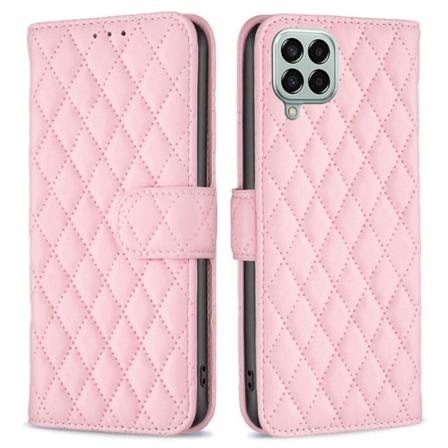 Rhombus Mønster Matte Flip Case til Samsung Galaxy M33 5g - Lyserød Pink
