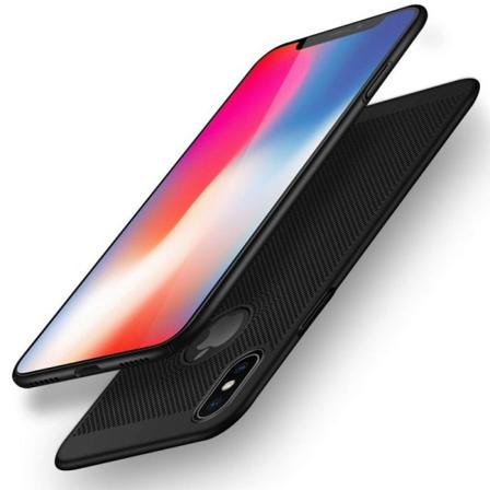 iPhone XS stødabsorberende ultratyndt gummibelagt etui Breeze Black