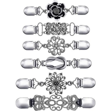 6 stk. Vintage Skjortekjole Cardigan Klips, Taljeklips til Kvinder, Trøje Sjal Brosche Jakke Klips til Tøj