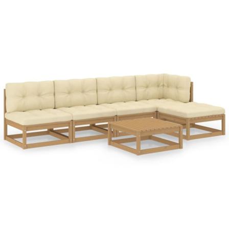 Vidaxl Loungegrupp Med Dynor 6 Delar Massiv Furu Brun