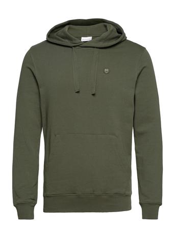 Elm Hood Basic Badge Sweat - Gots/V Green Knowledge Cotton Apparel