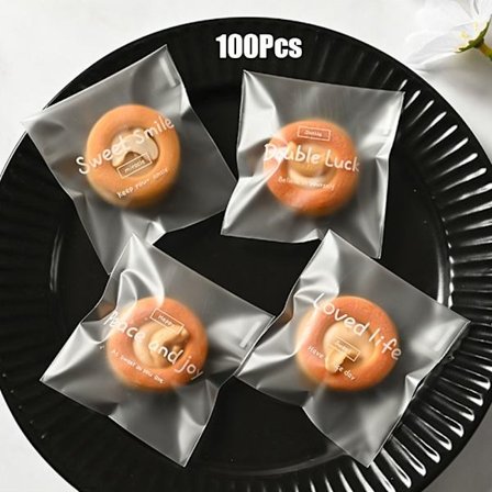 100 stk Cookies Emballagepose Selvklæbende poser 5 5