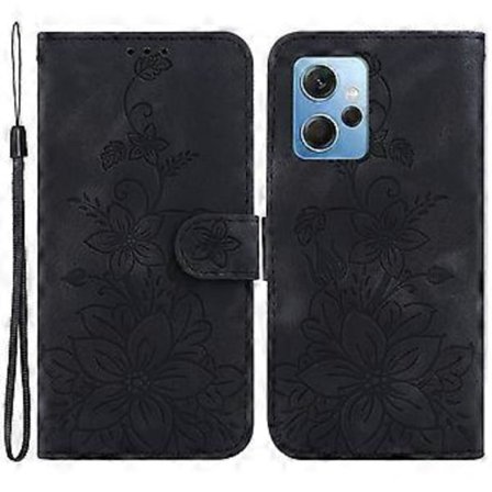 Til Xiaomi Redmi Note 12 4G Wallet Stand Telefon Cover PU Læder Præget Lily Blomst Telefon Cover (Style A)