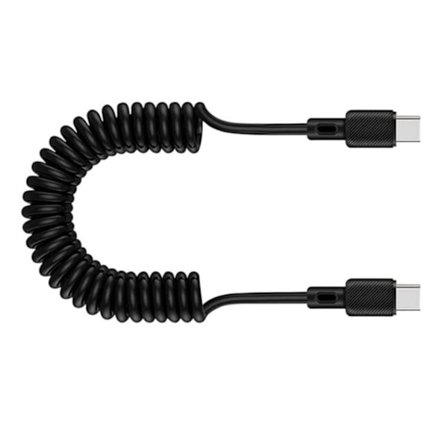 Oprullet USB C til USB C-kabel Hurtigopladning og datasynkroniseringskabel til bil og hjem