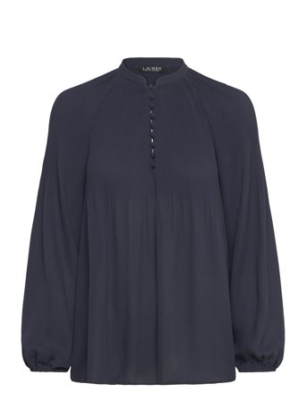 Lauren Ralph Lauren Pleated Georgette Blouse - Navy - XS