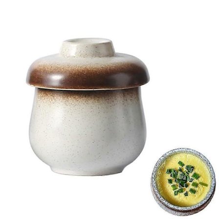 Vintage Porslins Äggkokare med Lock, Keramisk Ångkokare för Chawanmushi & Löskokt Frukost