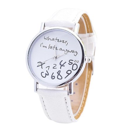 Farfi Dame Uanset Hvad Jeg Er Alligevel For Sent Brev Rund Urskive Kunstlæderrem Quartz Ur