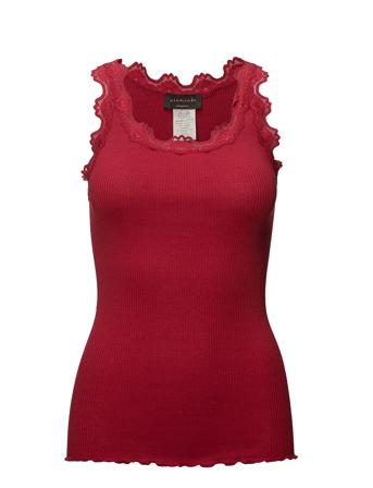 Silk Top W/ Lace T-shirts & Tops Sleeveless Rød Rosemunde*Betinget Tilbud
