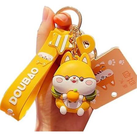 Söt Nyckelring Anime Nyckelringar Tillbehör, Shiba Inu Handväska Charm Bil Cartoon Nyckelring För Flickor Kvinnor - Shiba Inu Tar Äpplen.