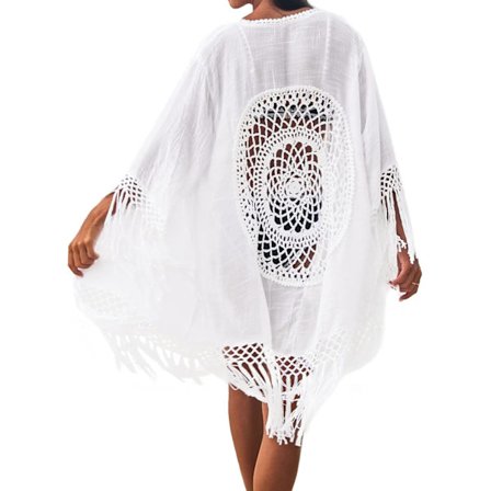 Kvinners Frynser Lang Kimono Cardigan Strand Badedrakt Bikini Cover Up