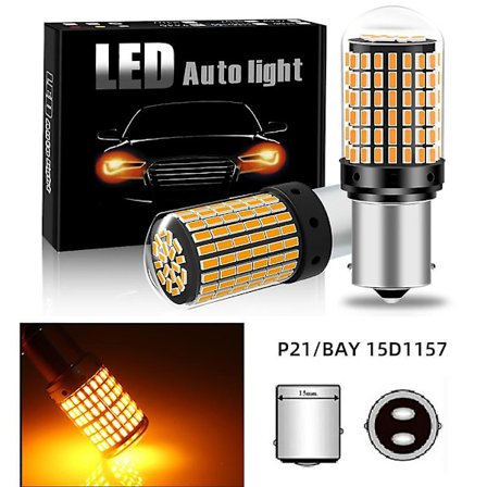 2 kpl 1156 BA15S P21W BAU15S PY21W T20 7440 W21W 3157 1157 P21/5W W21/5W LED-lamput 144 SMD LED CanBus -lamppu vilkkuihin, keltainen