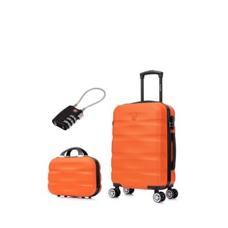 Matkalaukku 55x35x25cm Vanitylla | Matkalaukku CELIMS AeroWave | ABS | Lukkovaunu | 4 Kääntyvää pyörää | Oranssi