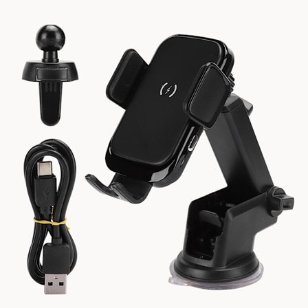 Kannettava auton langaton puhelimen laturi, latauslaite, nopea 15 W:n pikalatauslisävaruste, musta