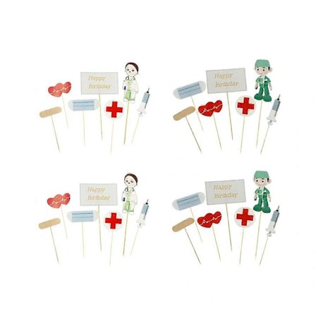 Festdekorationer med 28 stk. Læge-kagepynt, perfekte til at gøre cupcakes og forskellige desserter sjovere i blandede farver