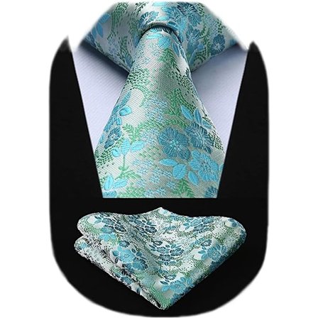 Herre Ekstra Lang Floral Paisley Slips og Lommetørklæde Sæt