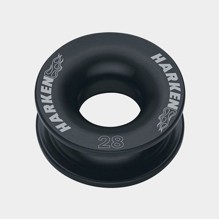 Harken 28mm Lead Ring i svart aluminium, en viktbesparande ledring för fock-inhaulers, twings och barberhaulers.