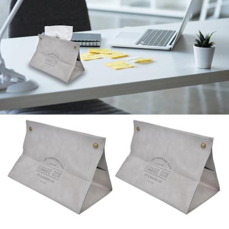 2-pack näsdukslådeöverdrag nordisk handväska styling medrum konstläder näsdukslådeöverdrag hållare för vardagsrum grå