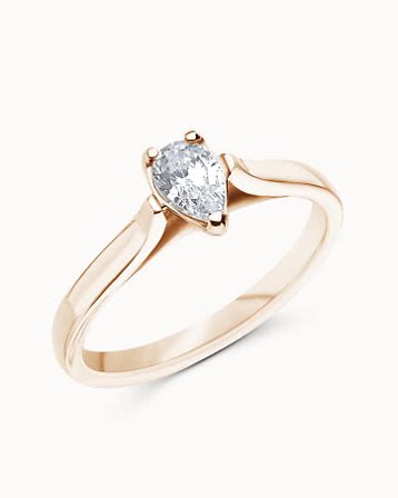 Alexia Engagement Ring 18K Rose Gold with Natural Pear-Shaped Diamond - Engagement Rings & Wedding Rings from Vanbruun