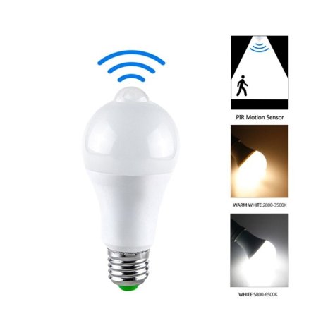 12W PIR Rörelsesensor Lampa Glödlampa LED
