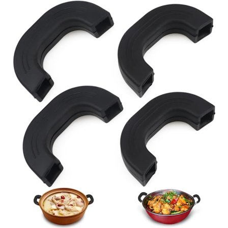 4 kpl Kattilan kahvan silikonisuojus, lämmönkestävä kattilan kahvan suojus, liukumattomat kattilan hihat, wok-pannuille, keittokattiloille, musta