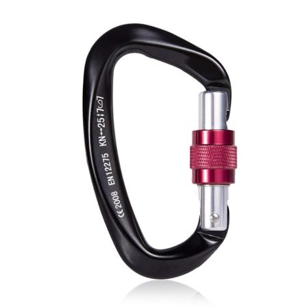 Paliston 25kN klatrekarabinhage låsekarabinhage D-formet black