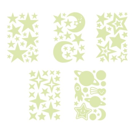 5 Ark Glow-in-the-Dark-Stjärnklistermärken, Ljusa och Hållbara, Glow-klistermärken för Tak och Vägg, Glow-in-the-Dark-Stjärnor för Tak, Fantastisk 
