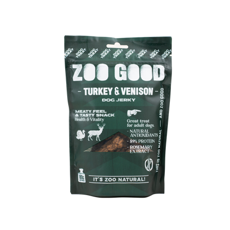 ZOO GOOD - Tørket kjøtt - kalkun og hjort 80g - Hund - Hundegodbiter & tyggebein - Belønningsgodbiter for hund - ZOO.no