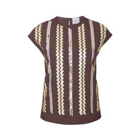 Alysi Shirt with sequins Brun, Dame Bluser
