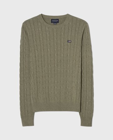 Lexington Teenager bomuld kabelstrik sweater, grøn melange