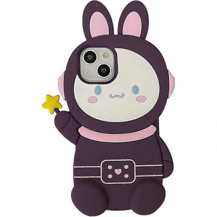 Kawaii Mobilcover Passer til iPhone 13 Pro Max, Sødt 3D Tegneserie Kanin Mobilcover Blødt Silikone Sjovt Lilla Kanin Cover til Kvinder Piger