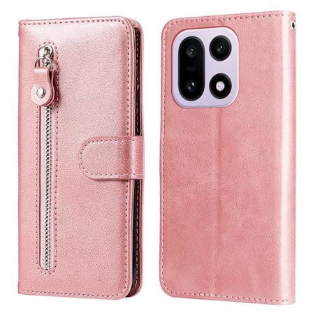OnePlus 15 5G Plånboksfodral Zipper Pocket Konstläder - Rosa