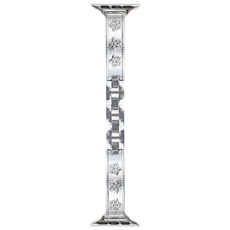 Metal Watch Strap Apple Watch Series 41mm - 40mm - 38mm Flower Rhinestone Decor Bracelet Band - Gold